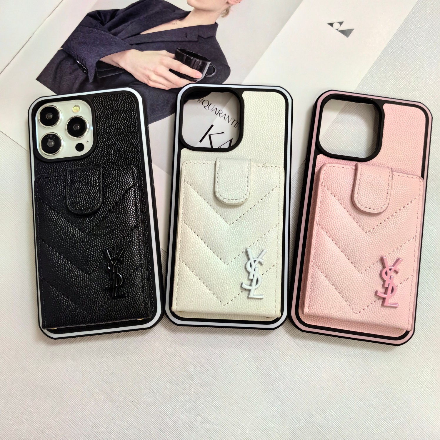 YY Textured Leather Practical Cardholder Case (Design A) for iPhone - Vania Cases