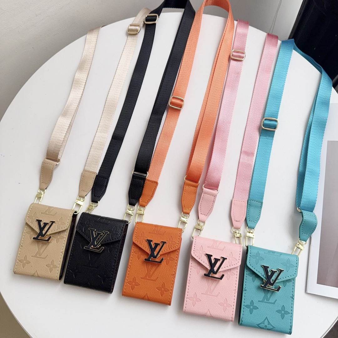 LL Textured Leather Vintage Clasp Vibrant Colors Detachable Crossbody Strap Card Holder - Vania Cases