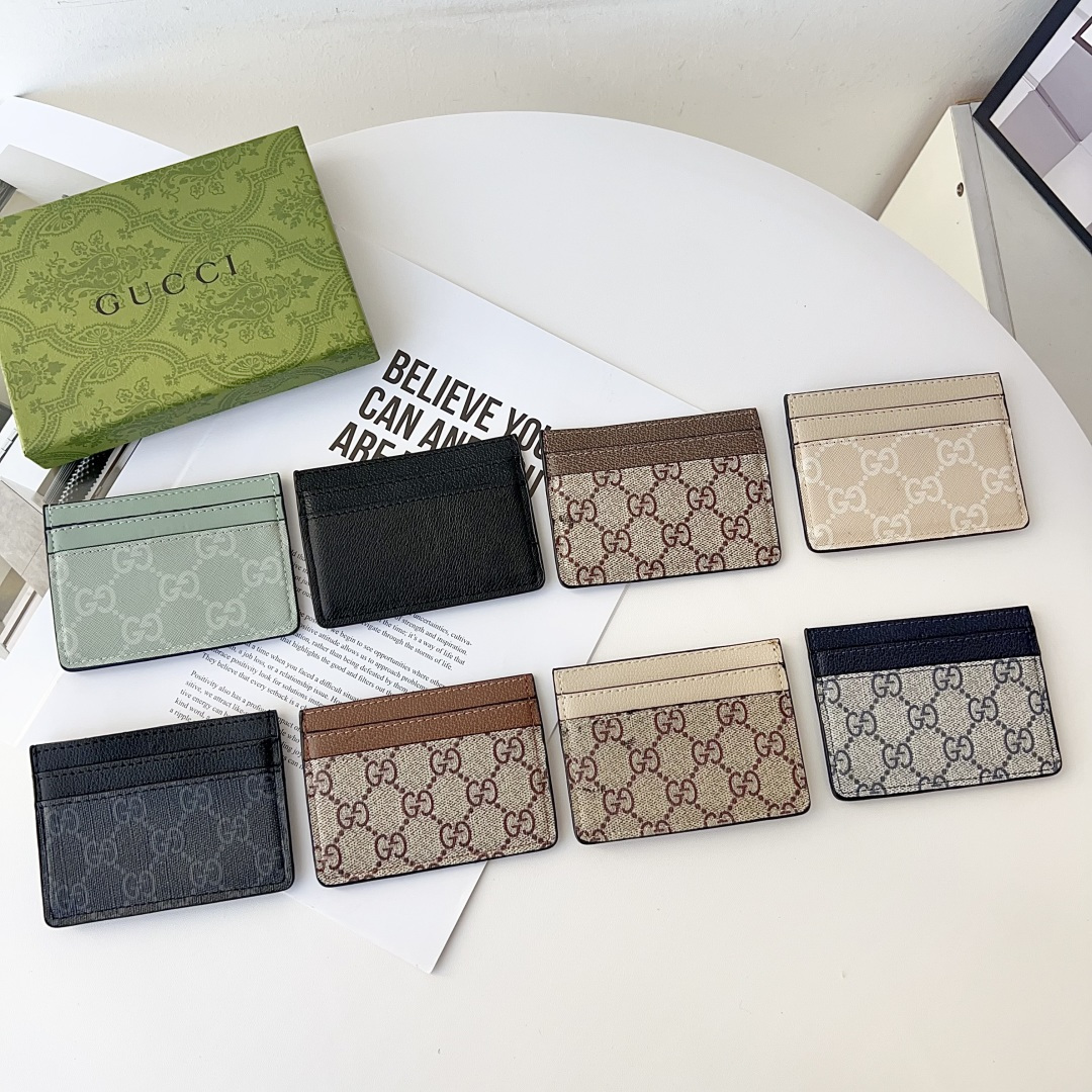 GG Textured Leather Classic Pattern Card Holder - Vania Cases