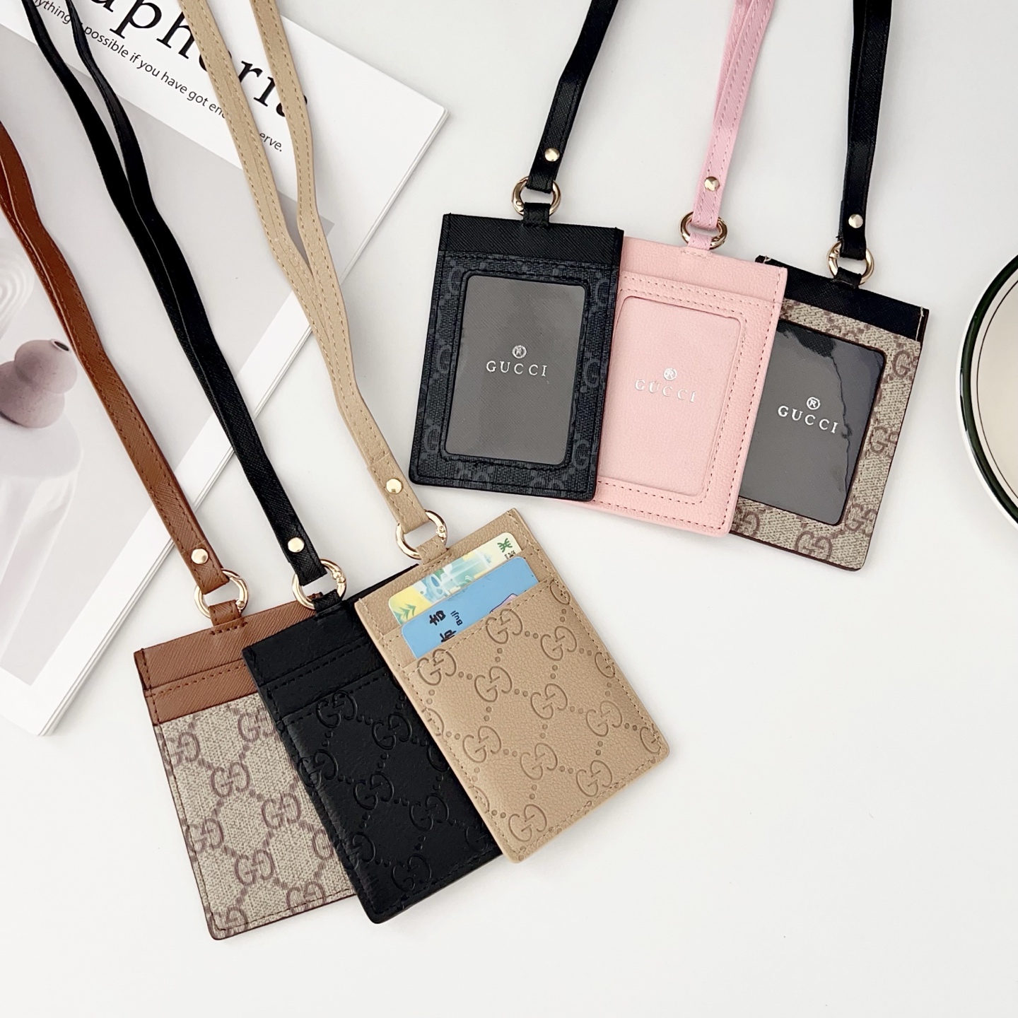 GG Embossed Craft Detachable Crossbody Strap ID & Badge Holder - Vania Cases