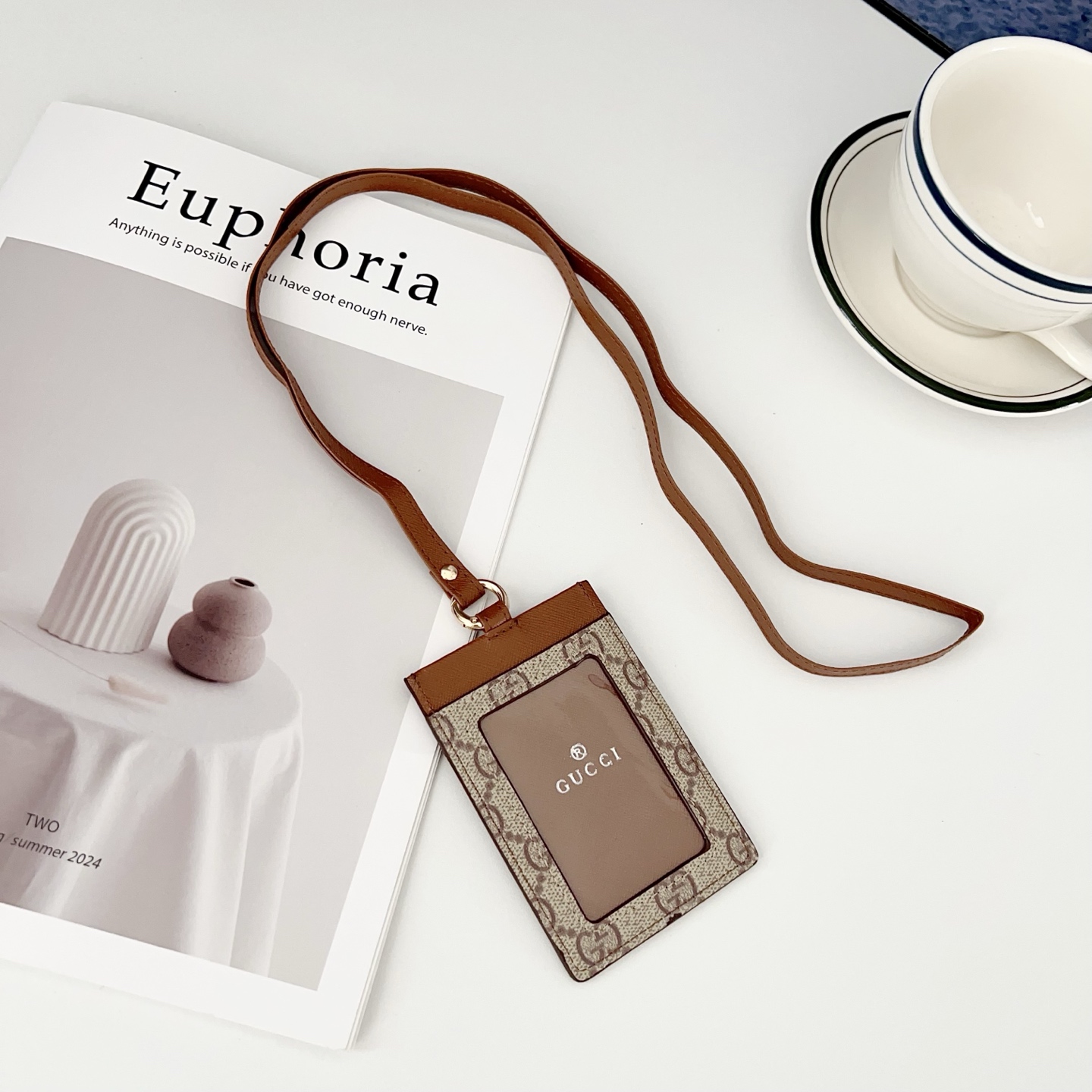 GG Embossed Craft Detachable Crossbody Strap ID & Badge Holder - Vania Cases