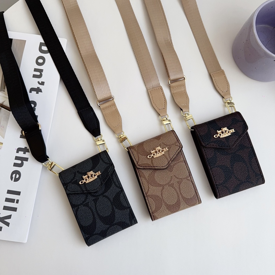 CO Textured Leather Classic Pattern Detachable Crossbody Strap Card Holder - Vania Cases