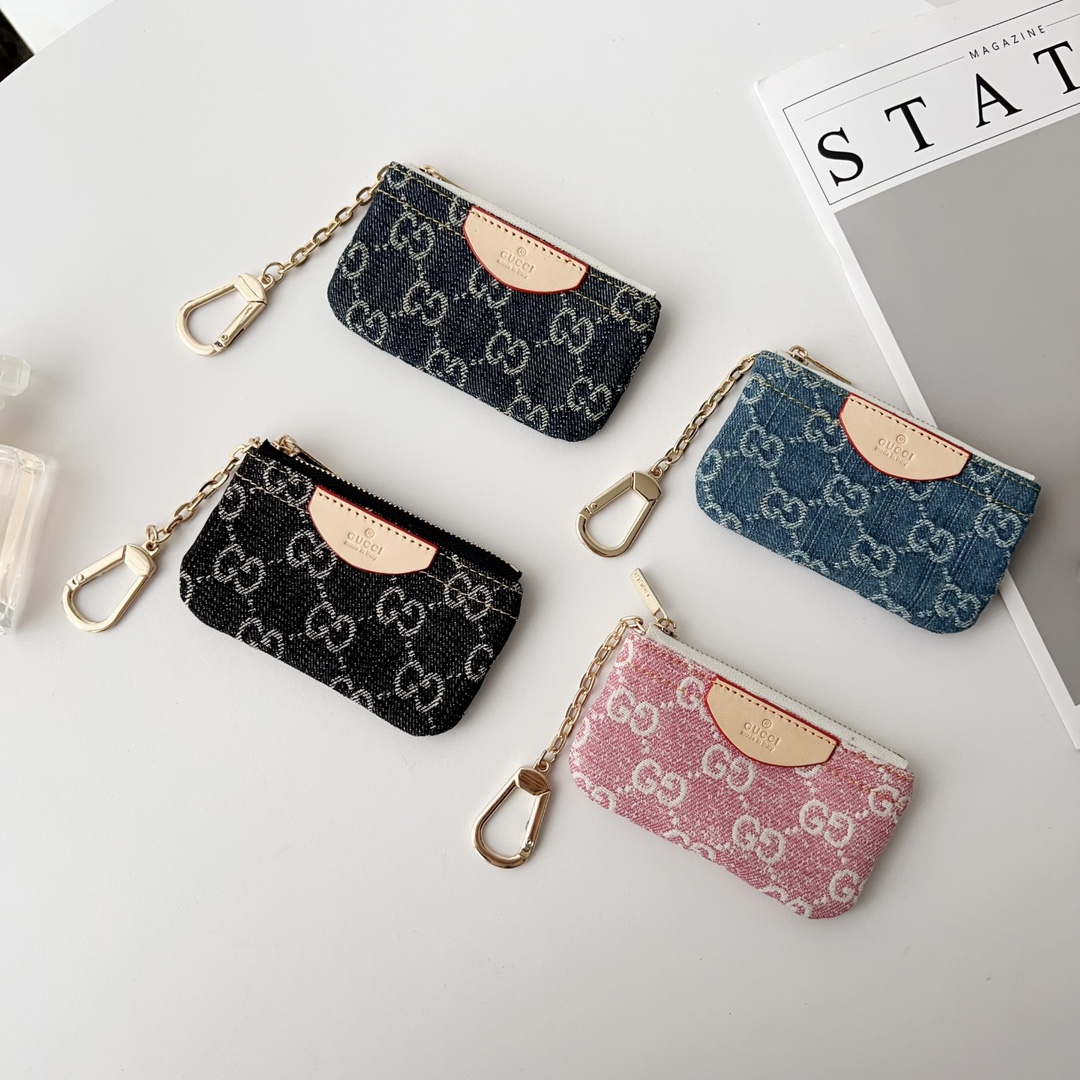 GG Woven Texture Layer Vibrant Colors Metal Hanging Ring Card Holder - Vania Cases