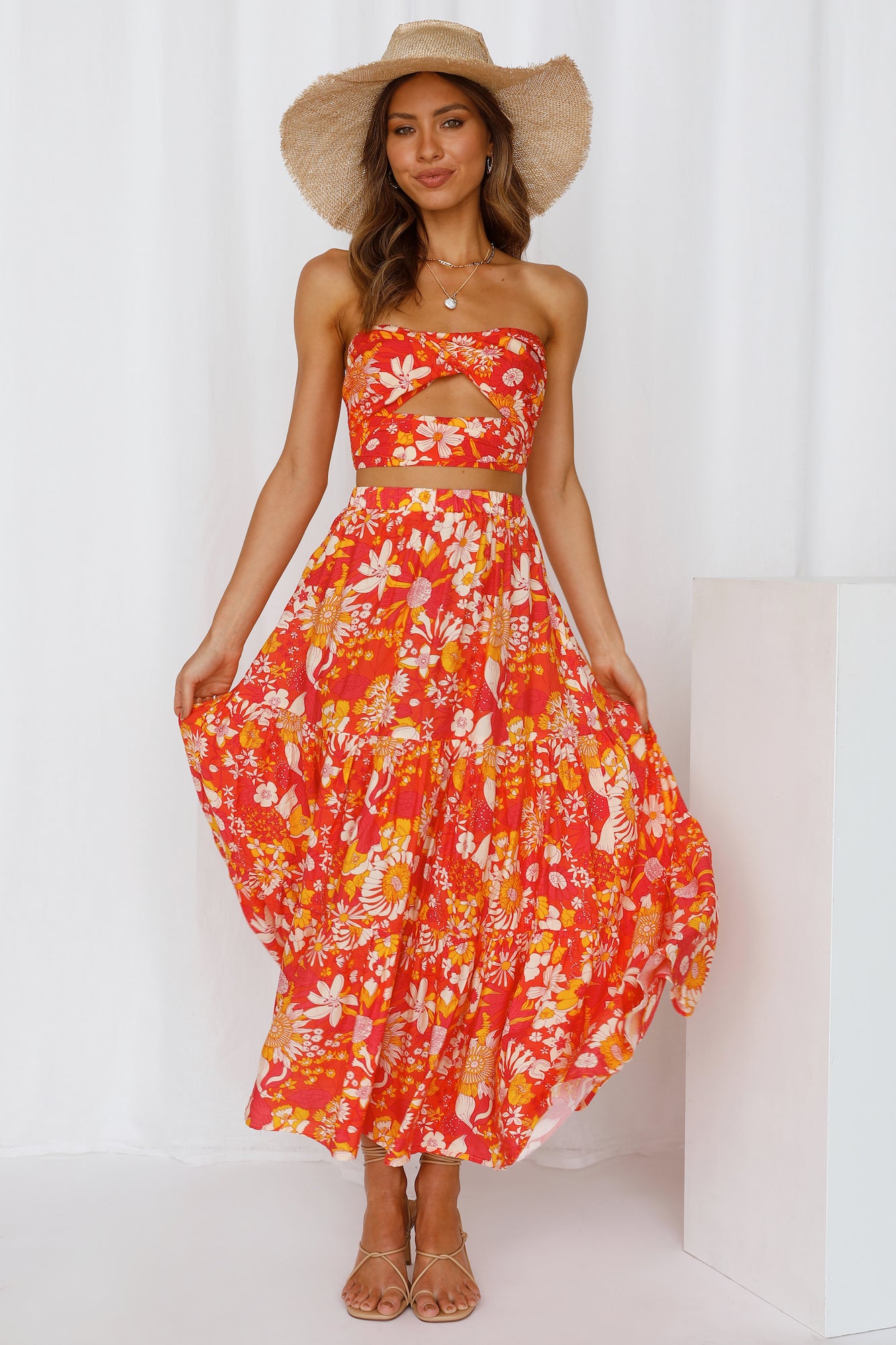 So Particular Maxi Skirt Orange