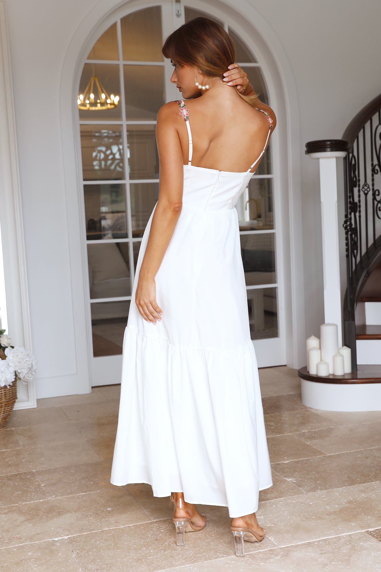 Garden Delight Maxi Dress White