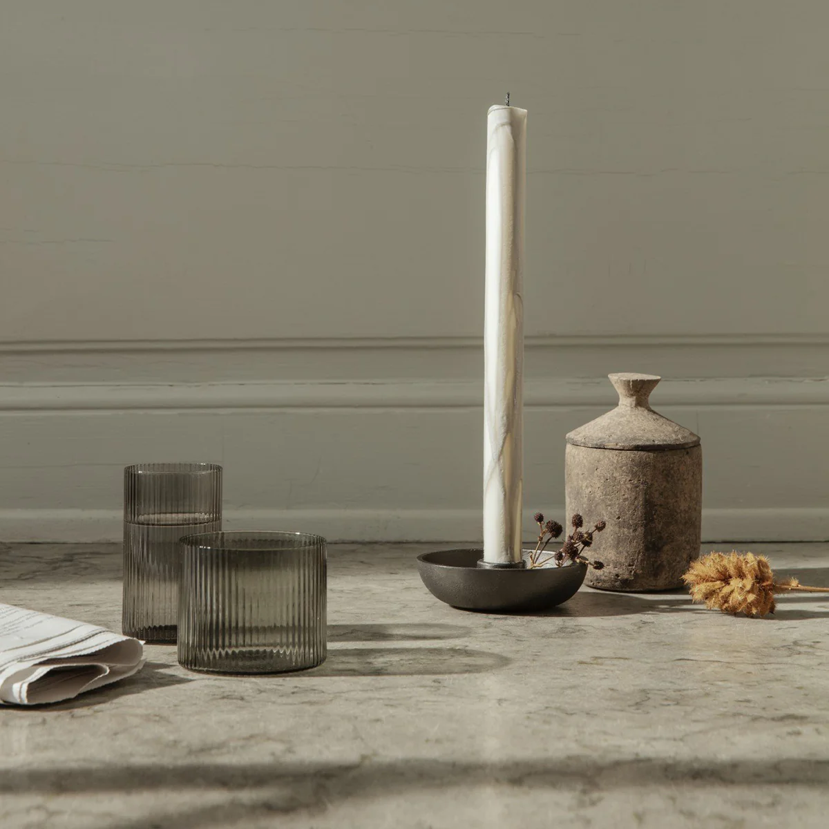 ferm LIVING | Ripple Low Glasses - Set of 4 - Smoked Grey