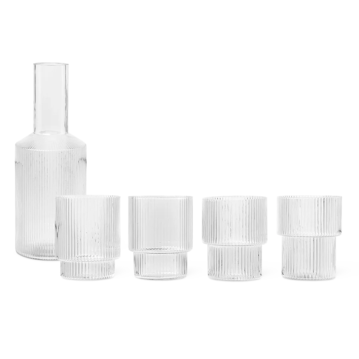 ferm LIVING | Ripple Carafe & Tumbler Glasses Set - Clear