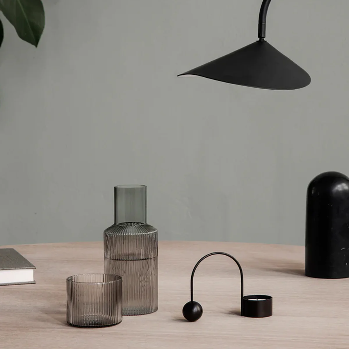 ferm LIVING | Ripple Carafe Set - Small - Smoked Grey