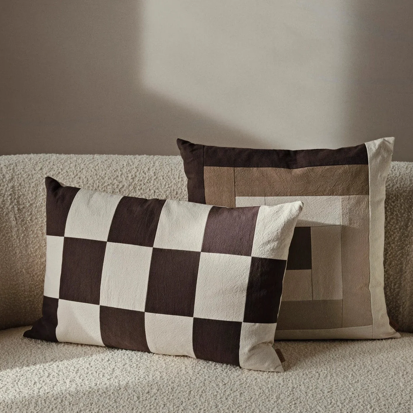 ferm LIVING | Fold Patchwork Cushion - Coffee