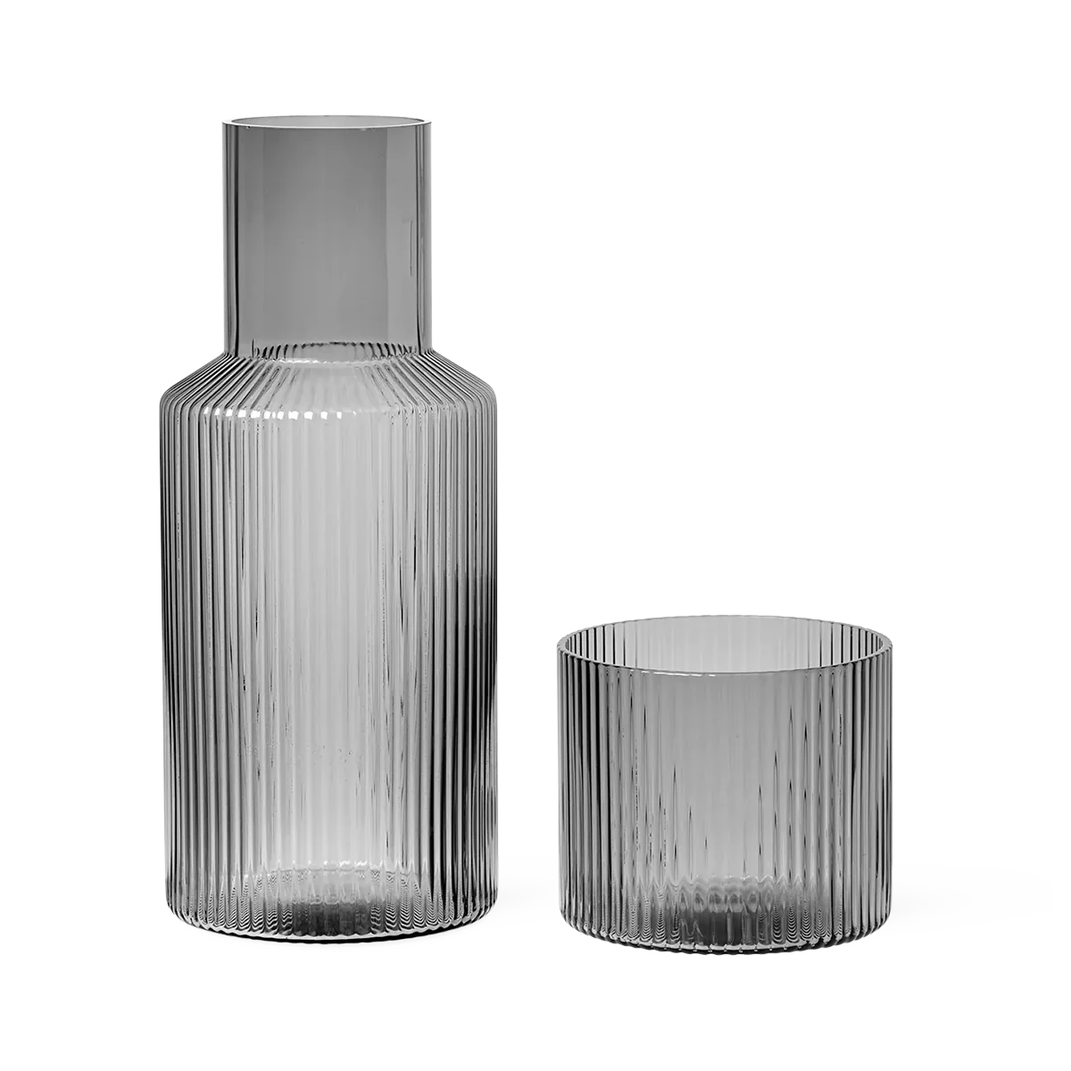 ferm LIVING | Ripple Carafe Set - Small - Smoked Grey