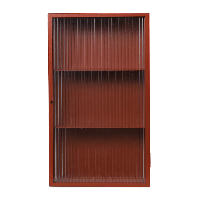 ferm LIVING | Haze Wall Cabinet - Reeded Glass - Oxide Red