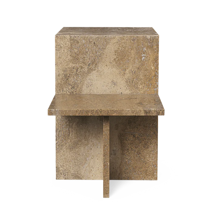 ferm LIVING | Distinct Side Table - Dark Brown Travertine