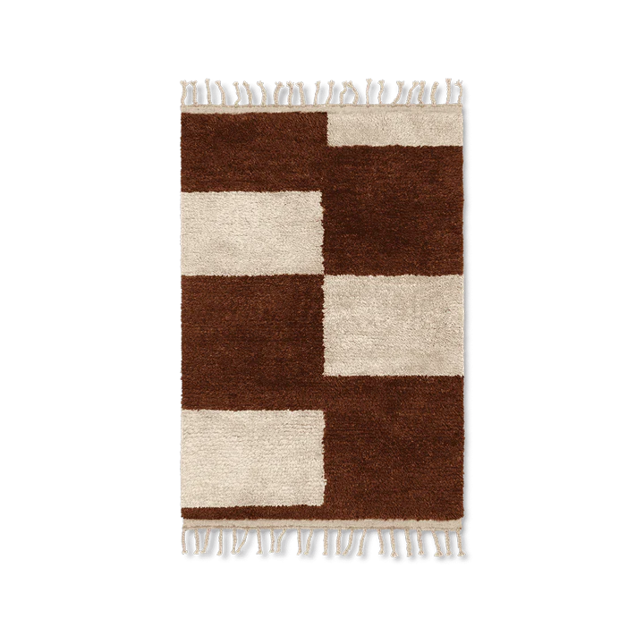 ferm LIVING | Mara Knotted Rug Small - Dark Brick & Off White