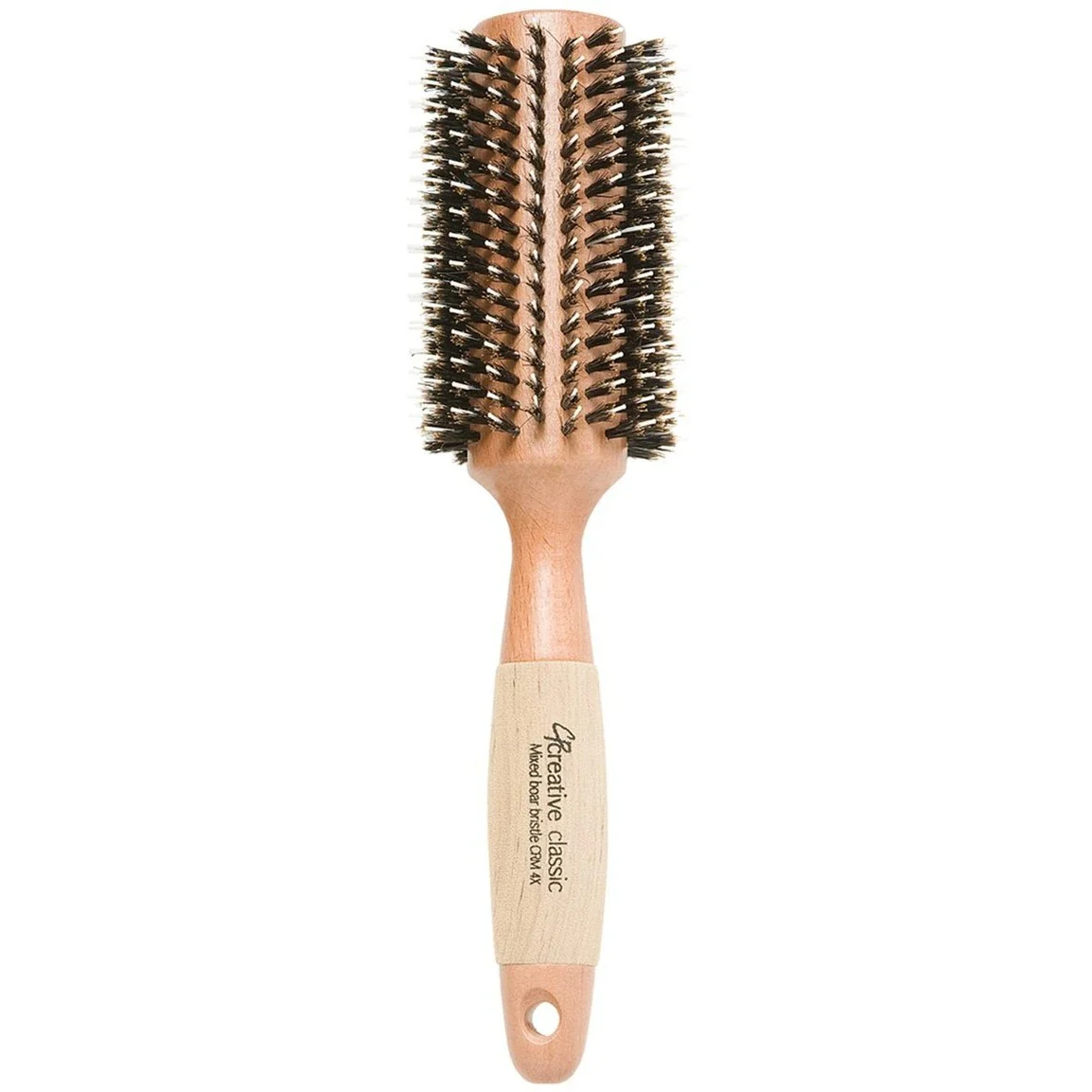 Mixed Bristle 2.5 Inch Round Hair Brush - Birchwood & Cork Handle # CRM4X