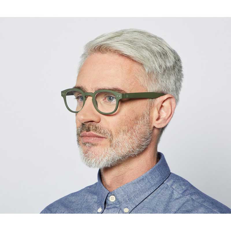 Reading Glasses # C - The Retro - Khaki Green