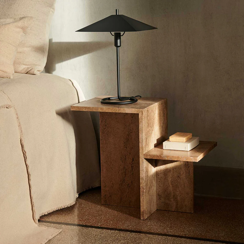 ferm LIVING | Distinct Side Table - Dark Brown Travertine