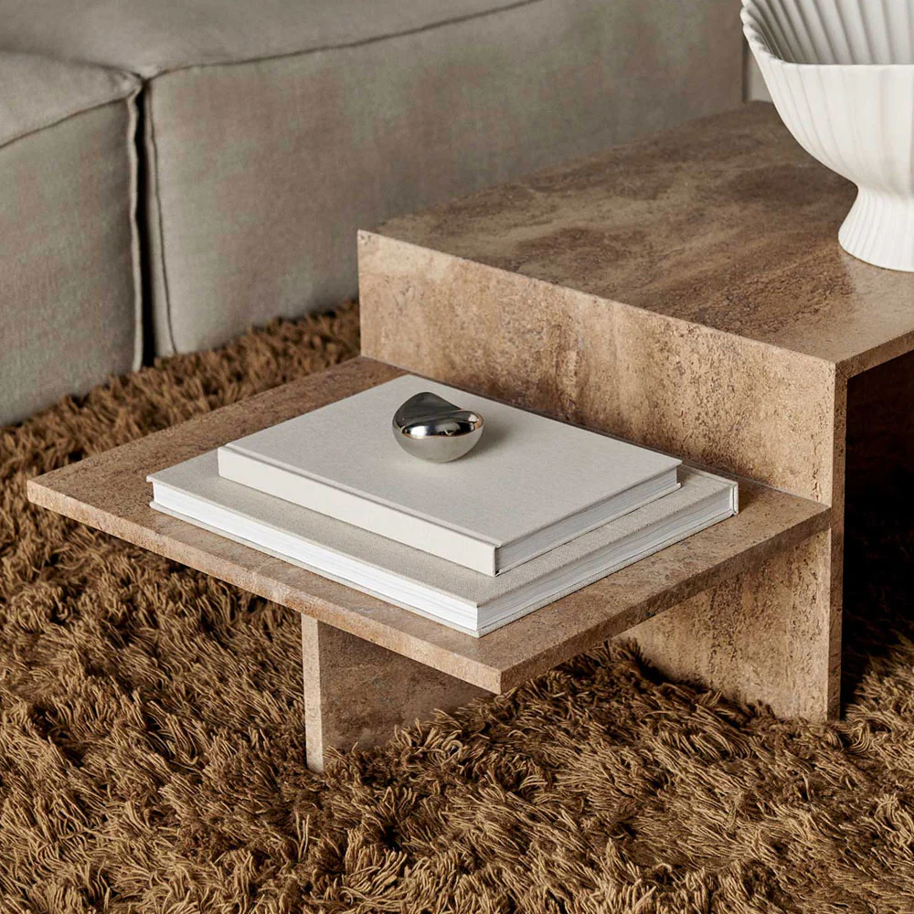 ferm LIVING | Distinct Coffee Table - Dark Brown Travertine