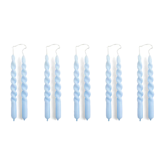 HAY | Mini Swirl Candle-Set of 10 - Light Blue