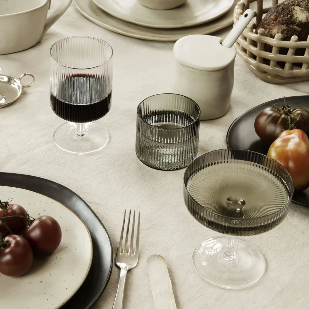 ferm LIVING | The Ripple Glass Complete Collection - Smoked Grey