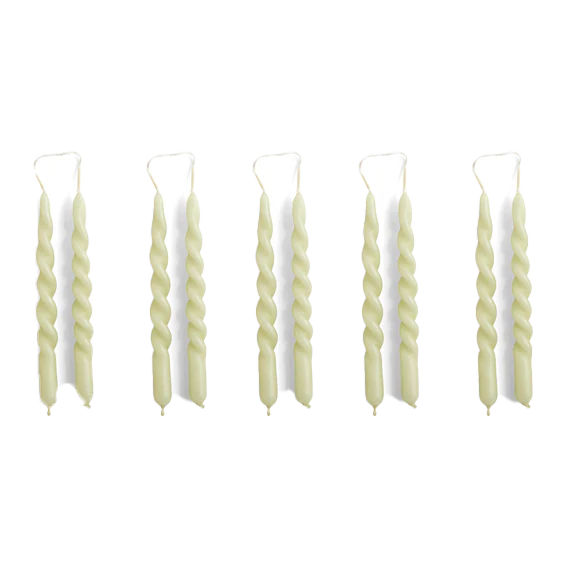 HAY | Mini Swirl Candle-Set of 10 - Light Green