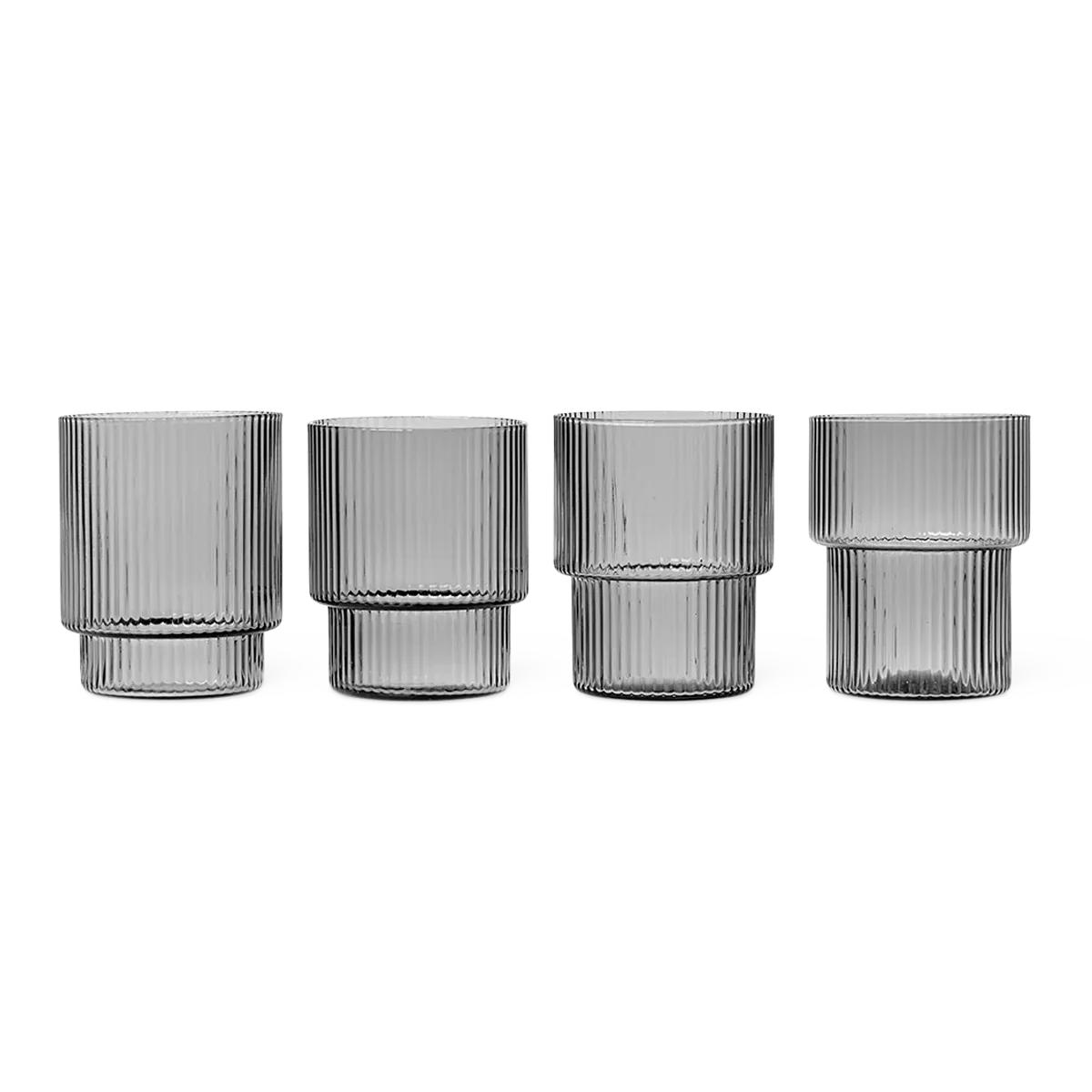ferm LIVING | Ripple Glass - Set of 4 - Smoked Grey
