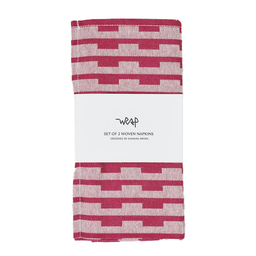 Kangan Arora for Wrap | Stripes Napkins - Burgundy/Natural