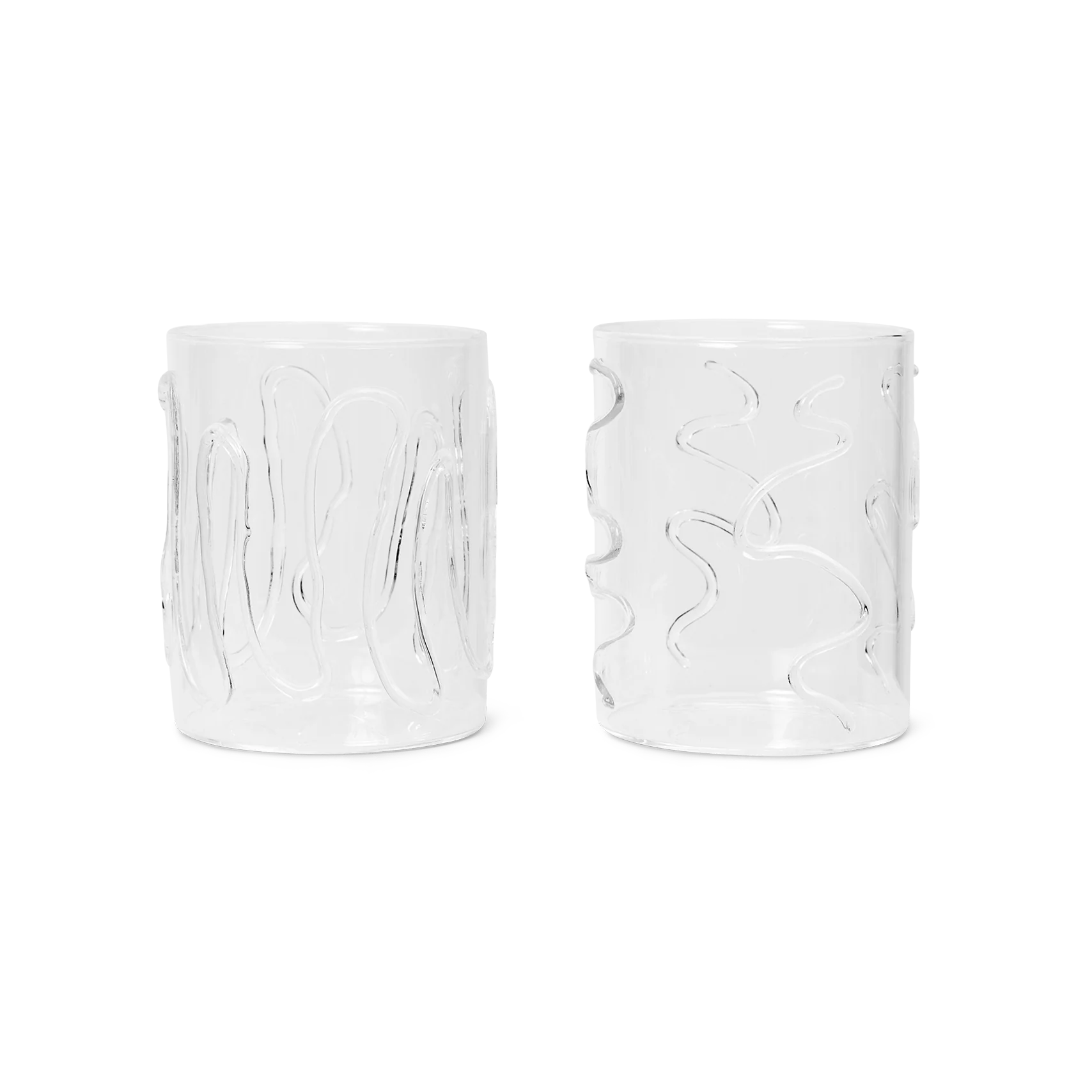 ferm LIVING | Doodle Glasses - Set of 2 - Tall - Clear
