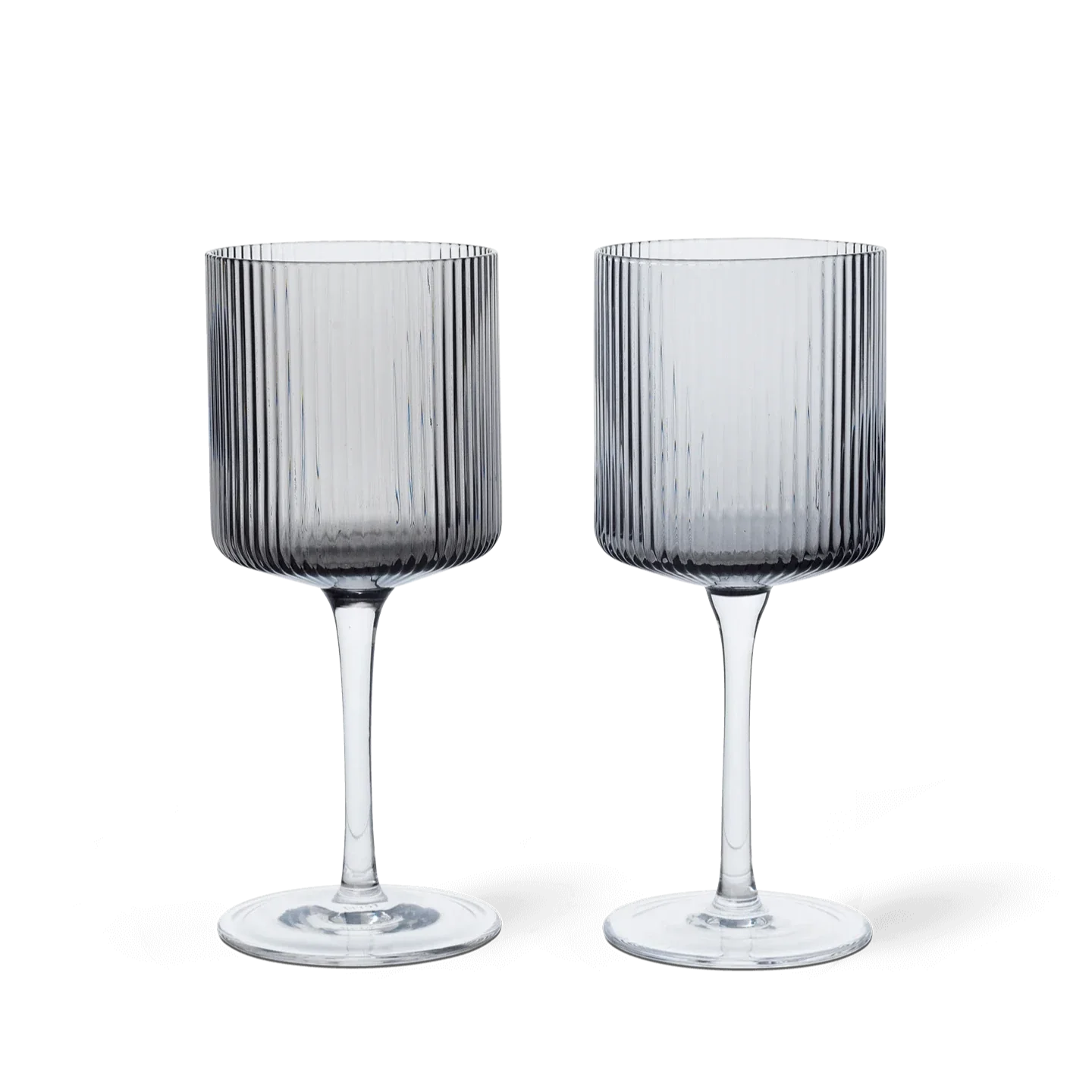 ferm LIVING | Ripple White Wine Glasses - Set of Two - Smoked Grey