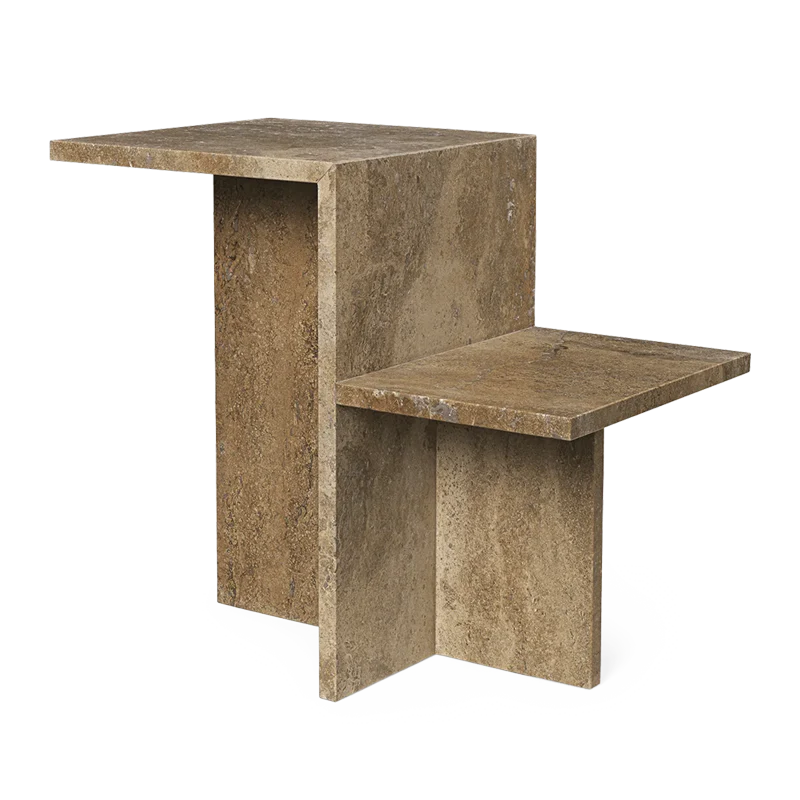 ferm LIVING | Distinct Side Table - Dark Brown Travertine
