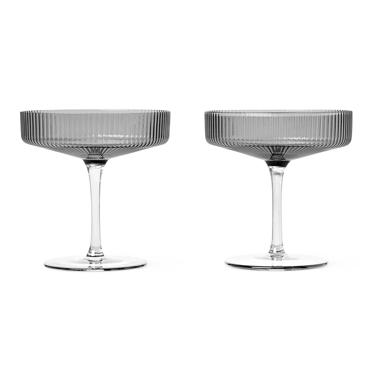 ferm LIVING | Ripple Champagne Saucer - Set of 2 - Smoked Grey