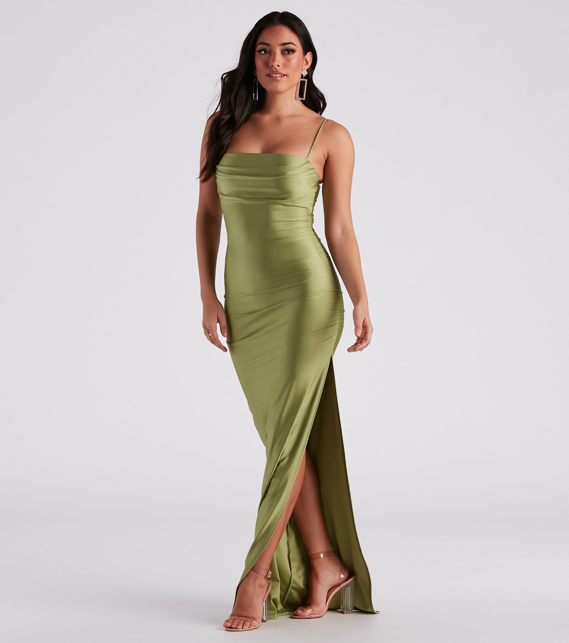 Ella Cowl Neck Satin Dress