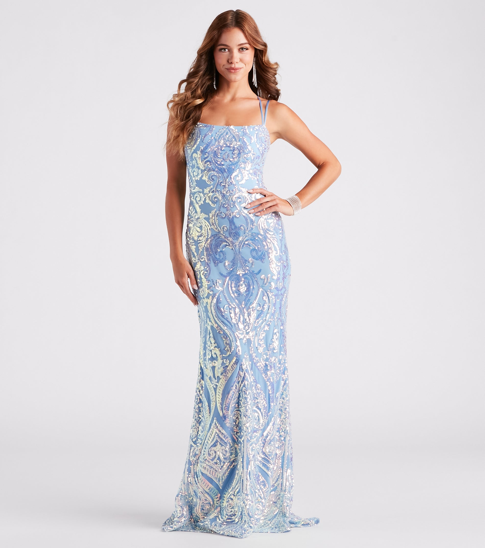 Camilla Formal Sequin LaceUp Mermaid Dress