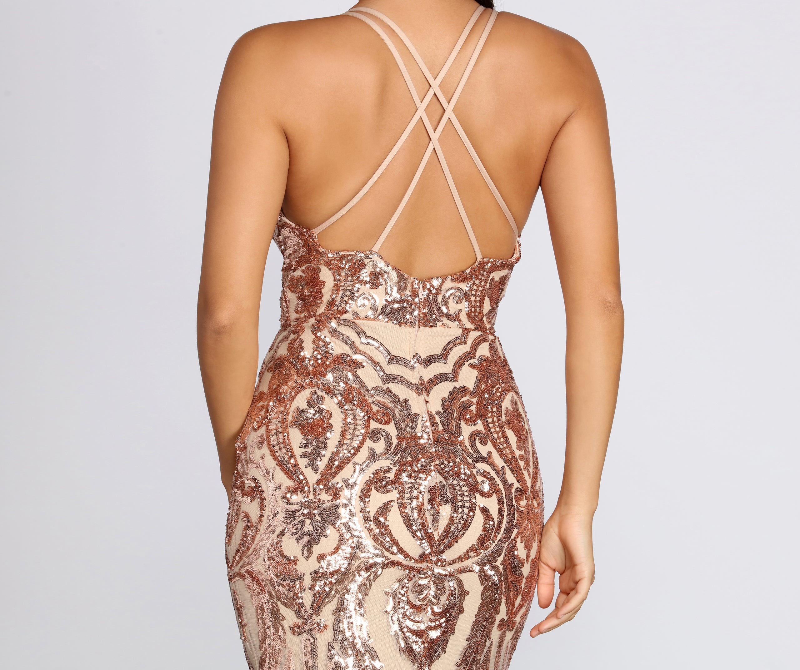 Julieanne Formal Sequin Scroll Dress 