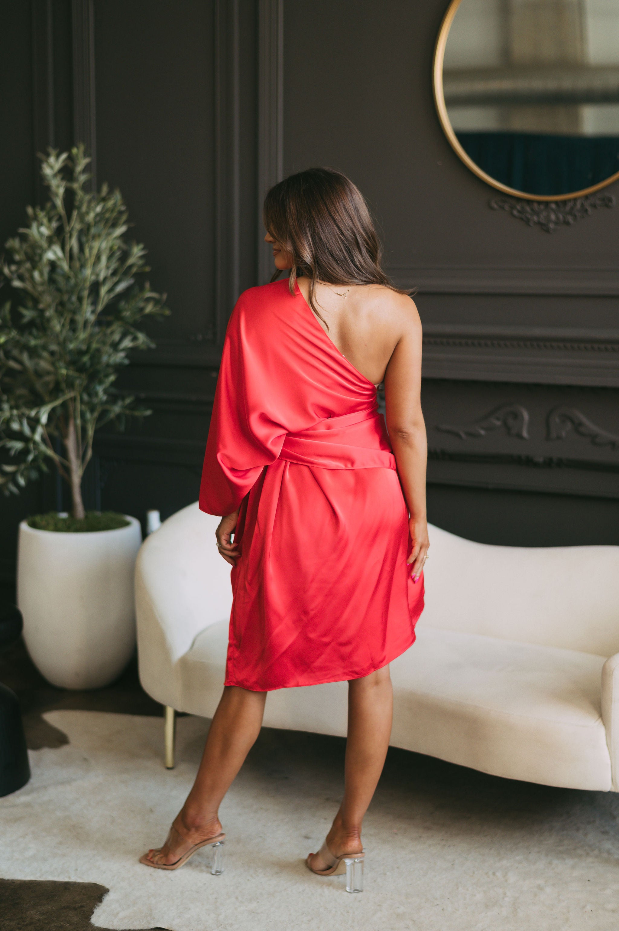 Amelia One Shoulder Dress Red