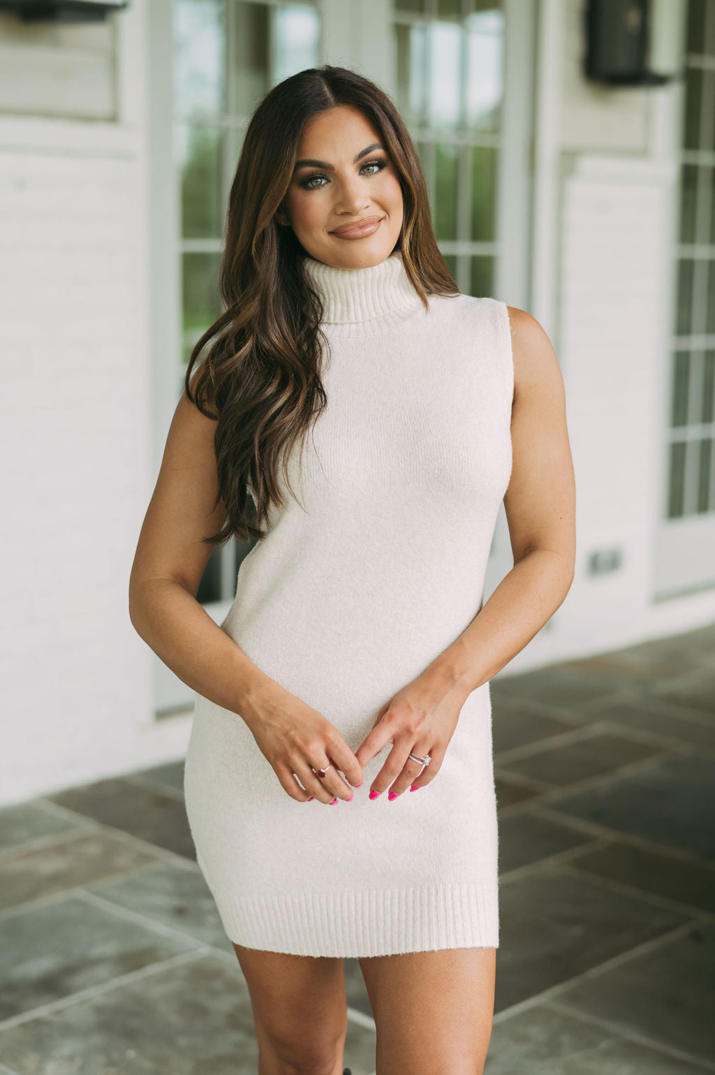 Rebecca Sleeveless Sweater Dress Cream