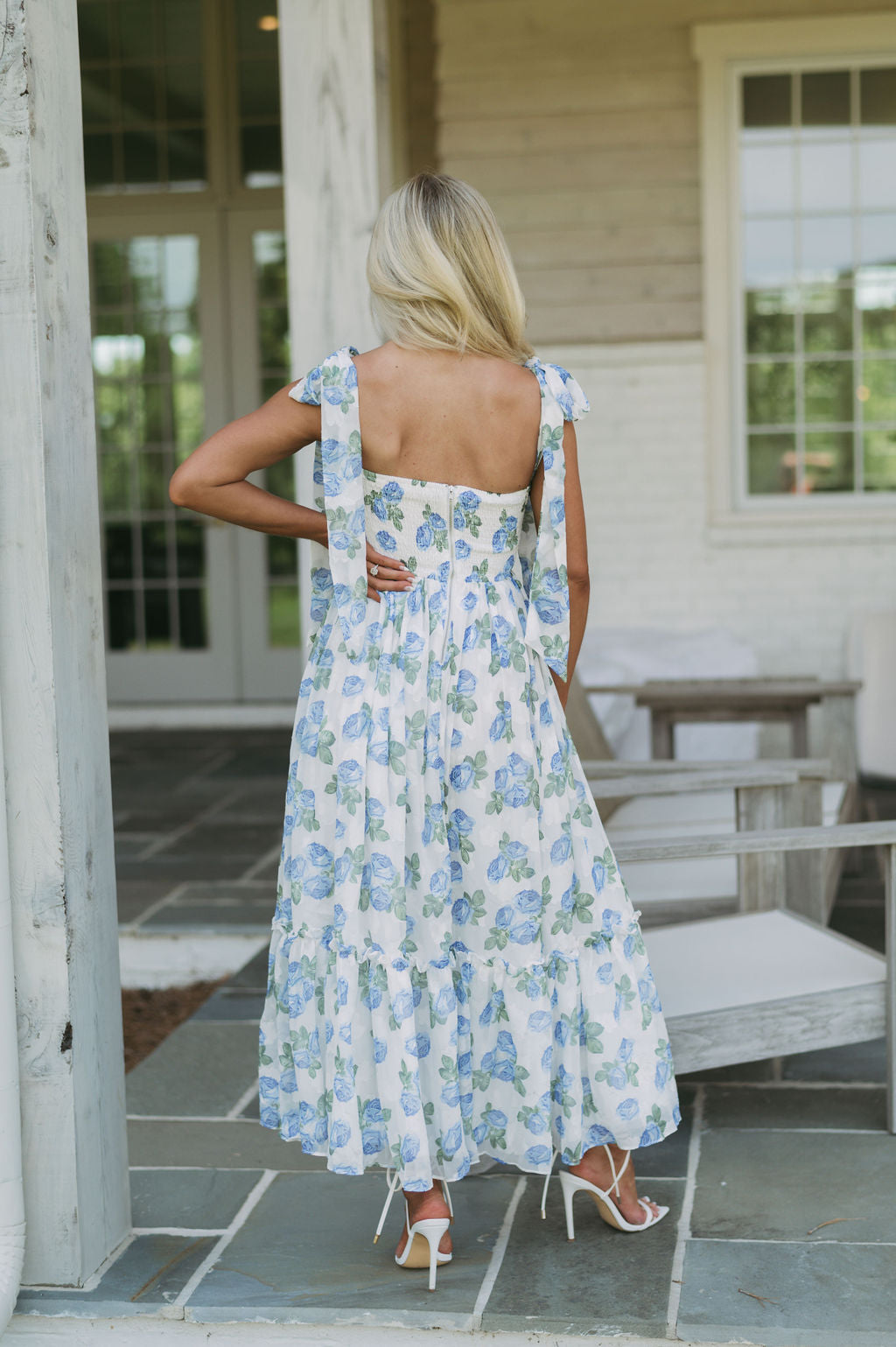 Floral Shoulder Tie Maxi Dress