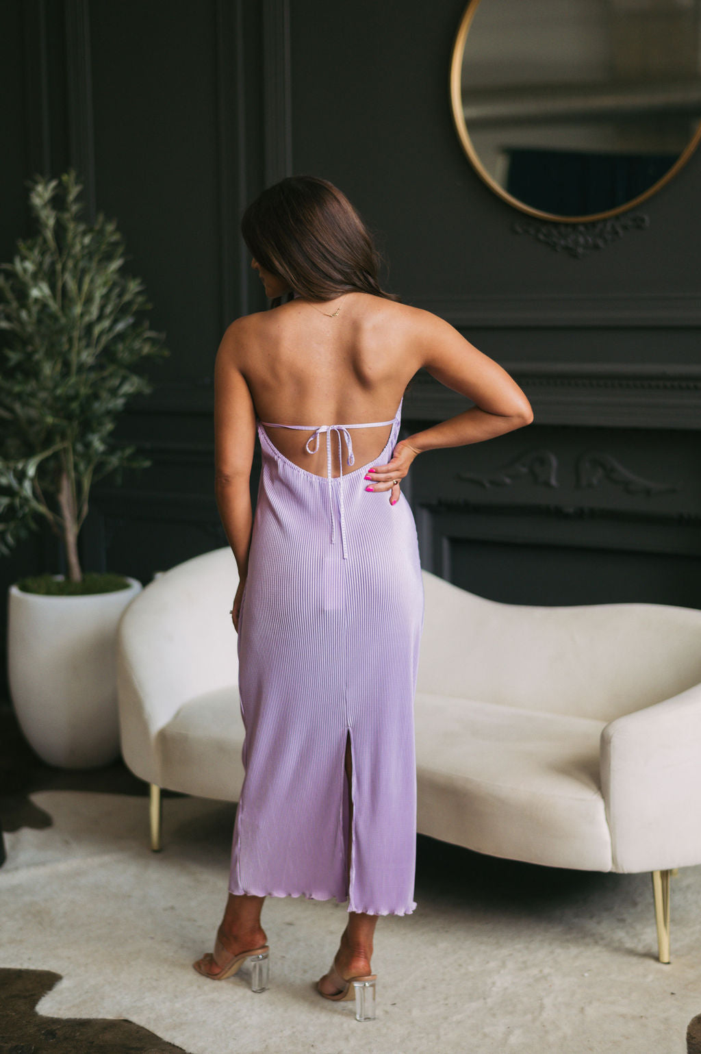 Cara Halter Pleated DressLavender