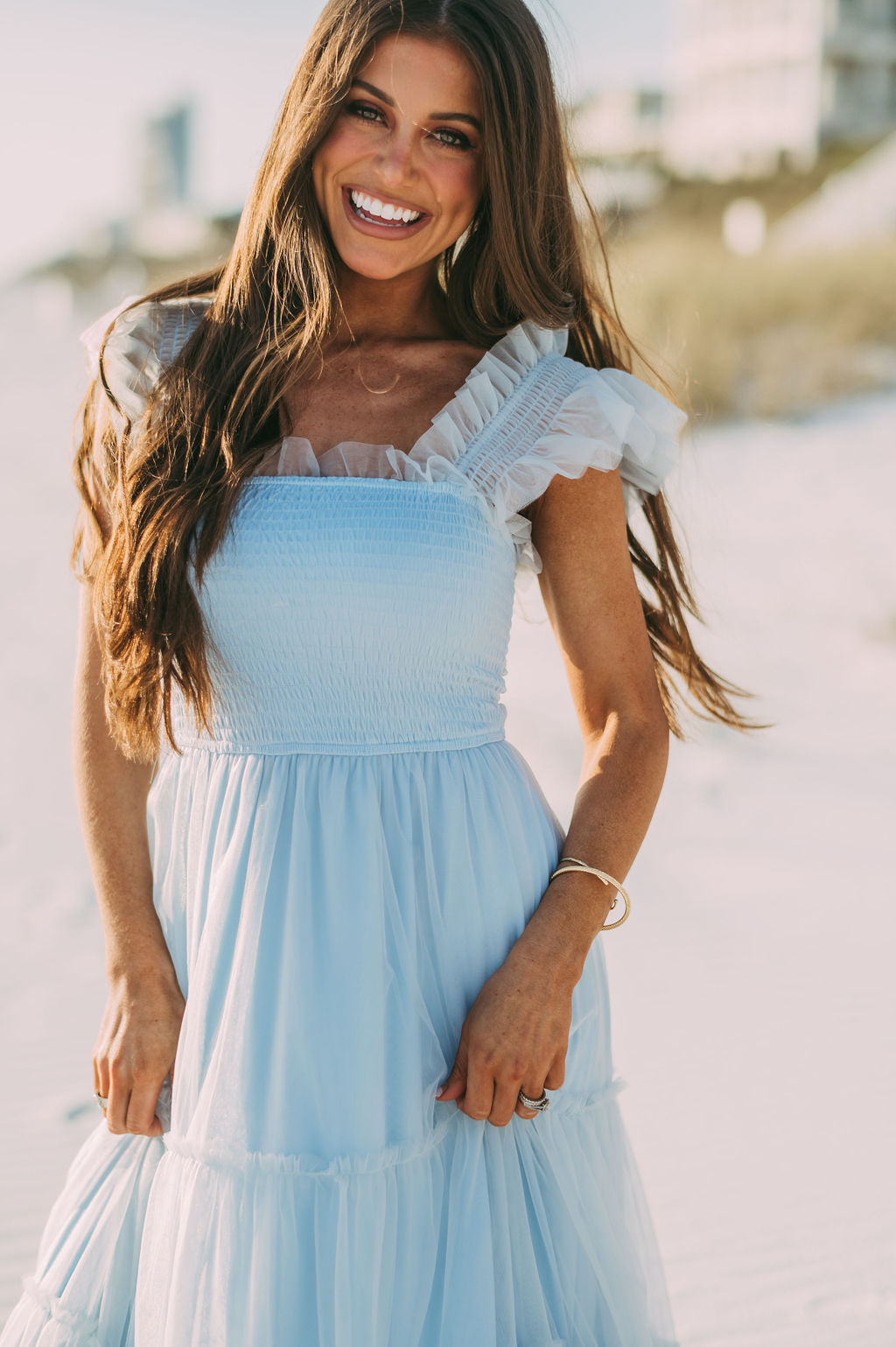 Meleah Tulle Maxi Dress-Light Blue