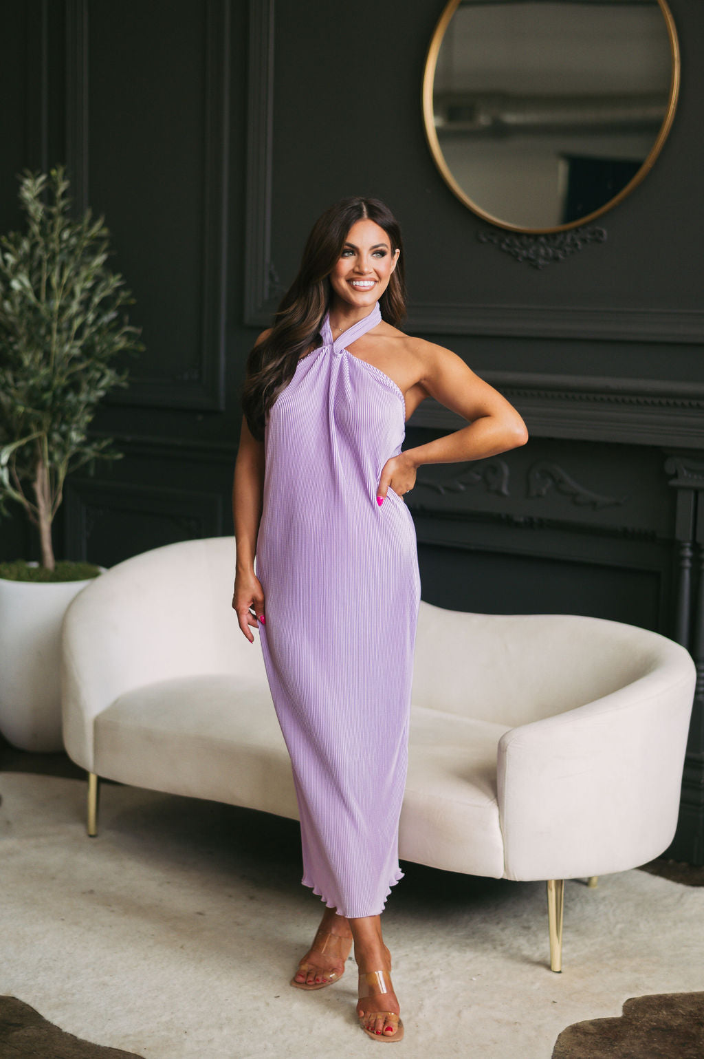 Cara Halter Pleated DressLavender