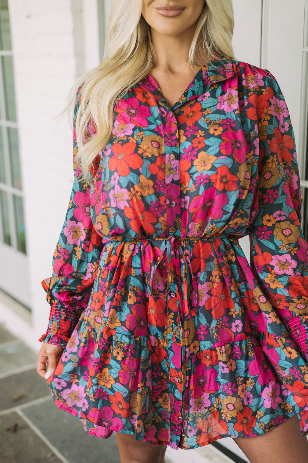 Dainty Waist Tie Floral Dress
