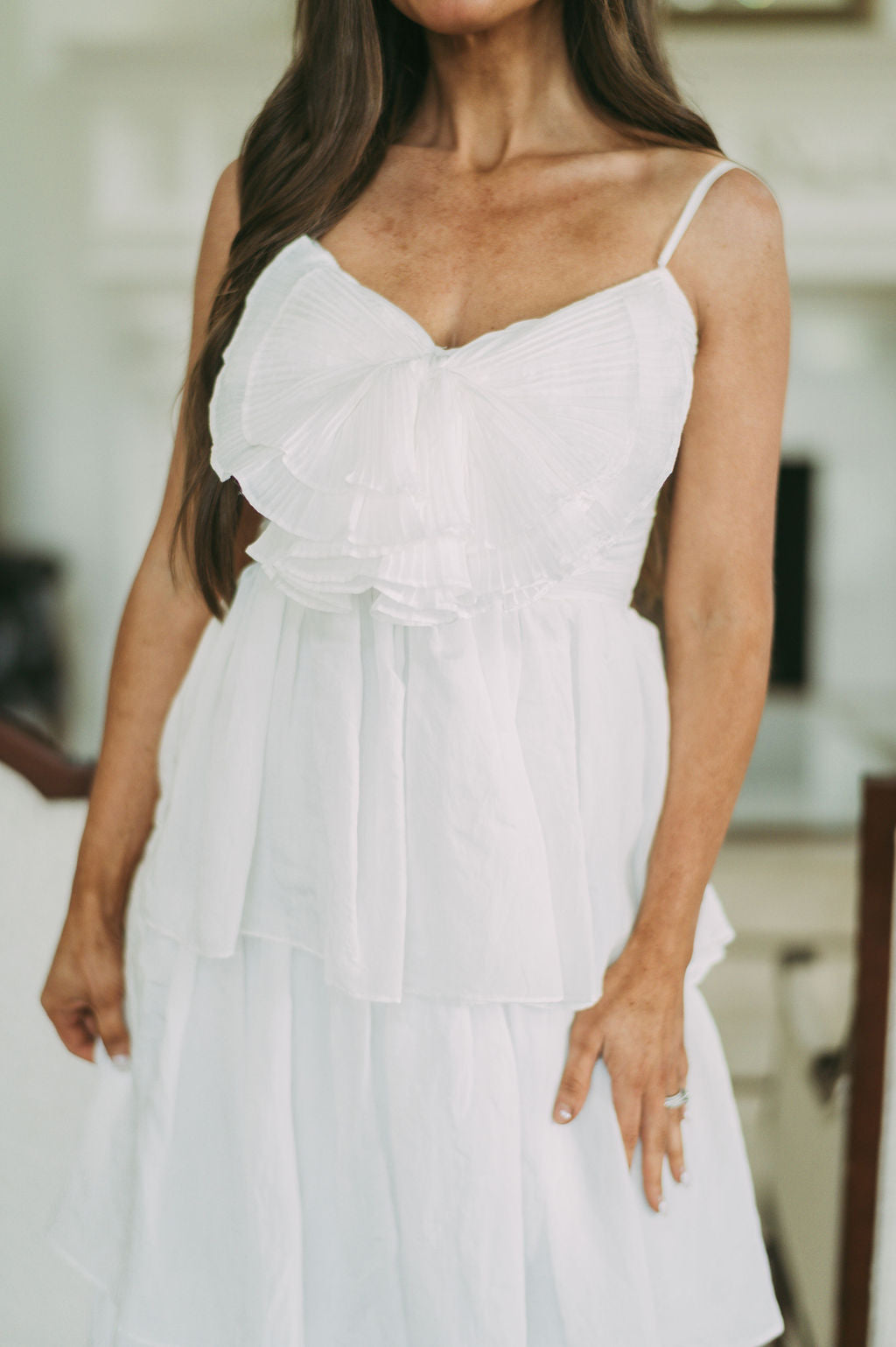 Bow Accented Tiered Midi Dress