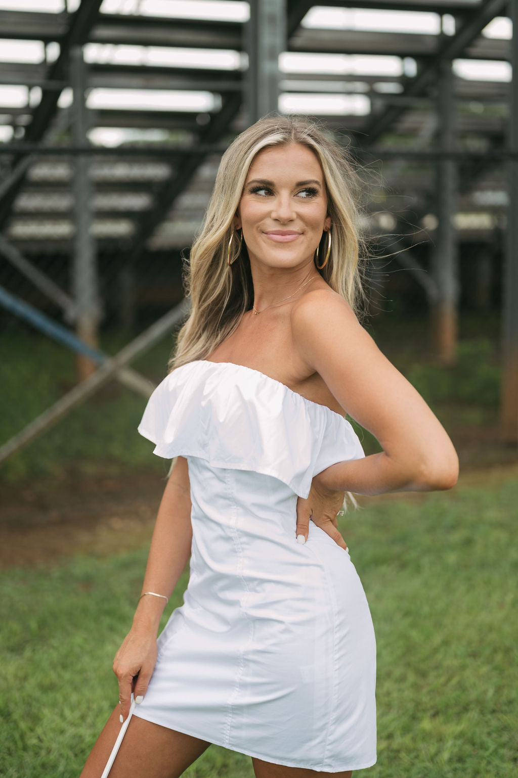 Strapless Ruffle Tube Dress White