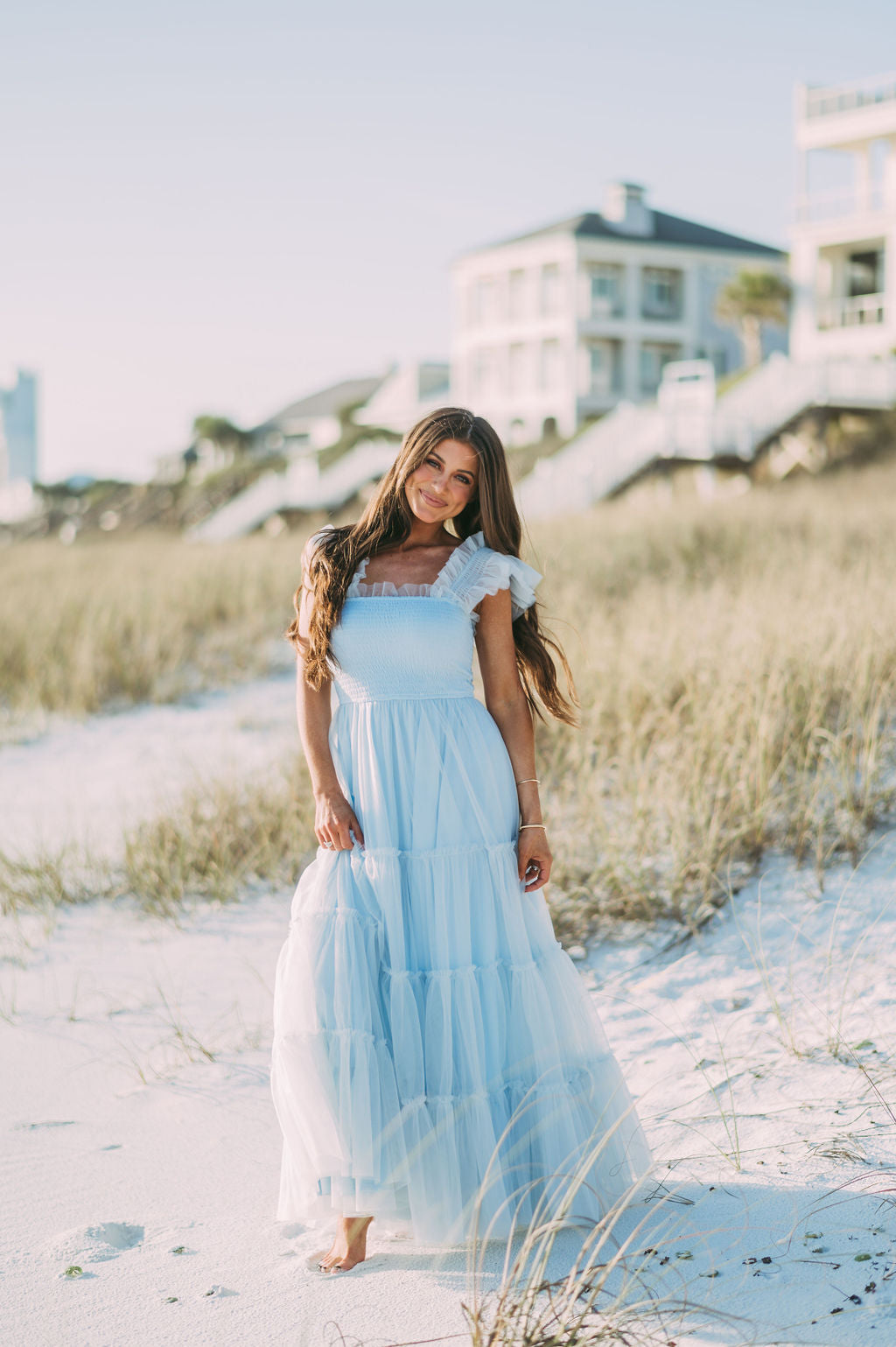 Meleah Tulle Maxi Dress-Light Blue