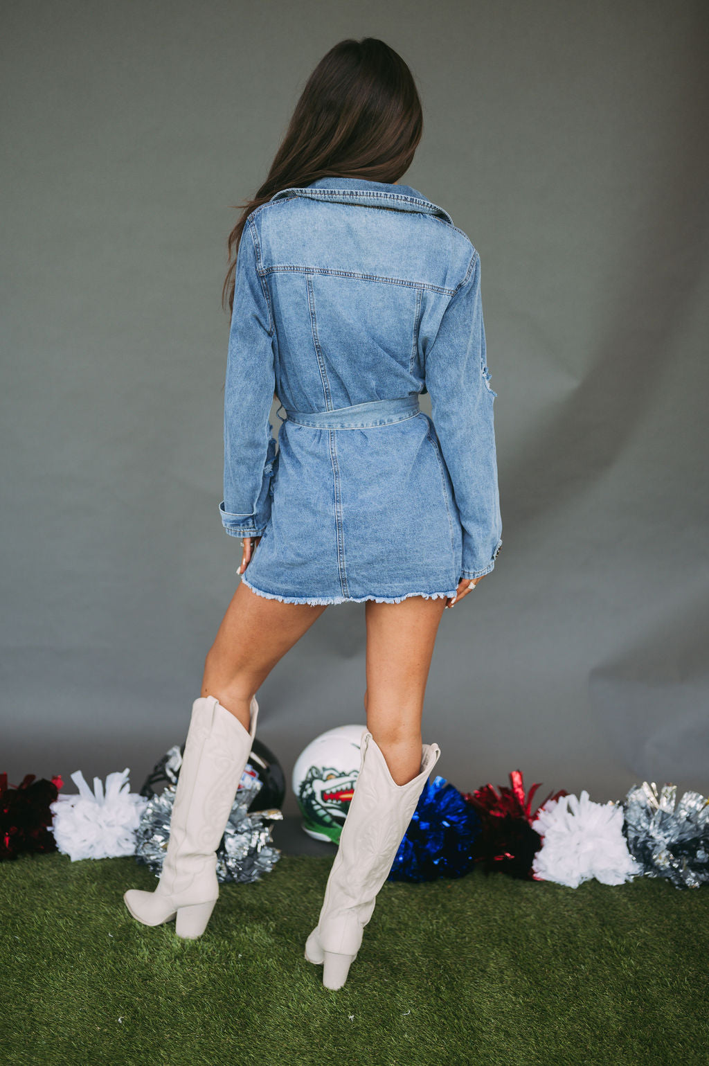 Distressed Jacket Dress Denim