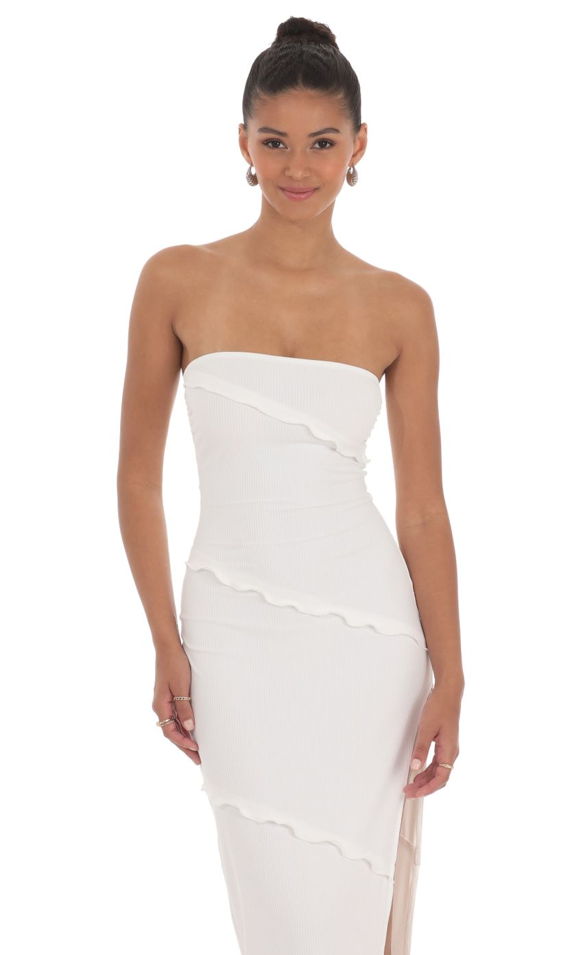 Ruffle Strapless Dress in White