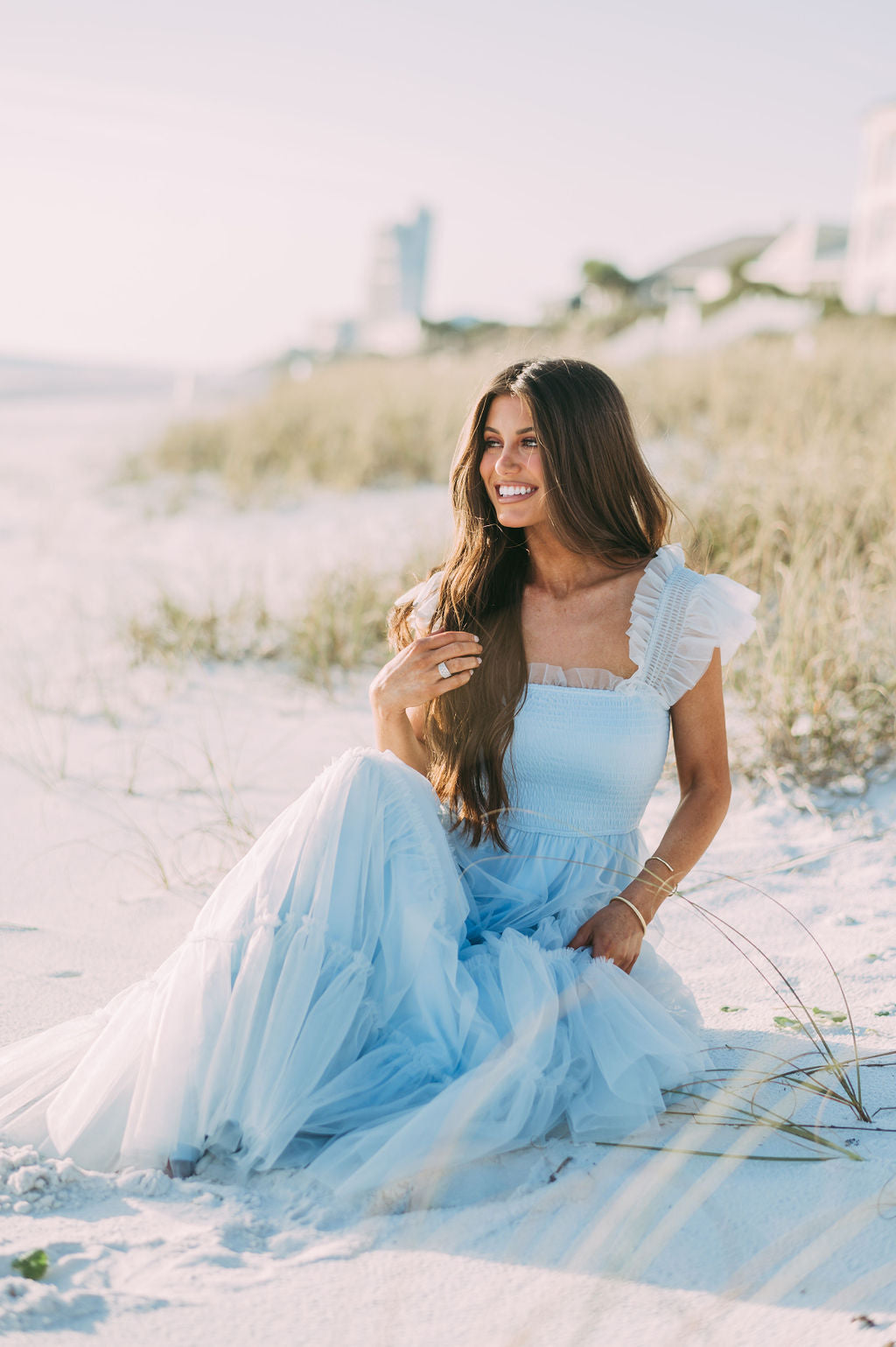 Meleah Tulle Maxi Dress-Light Blue