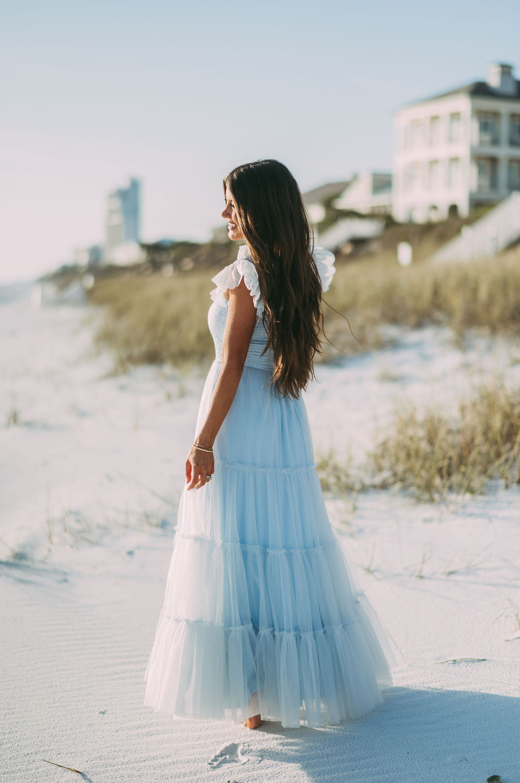 Meleah Tulle Maxi Dress-Light Blue