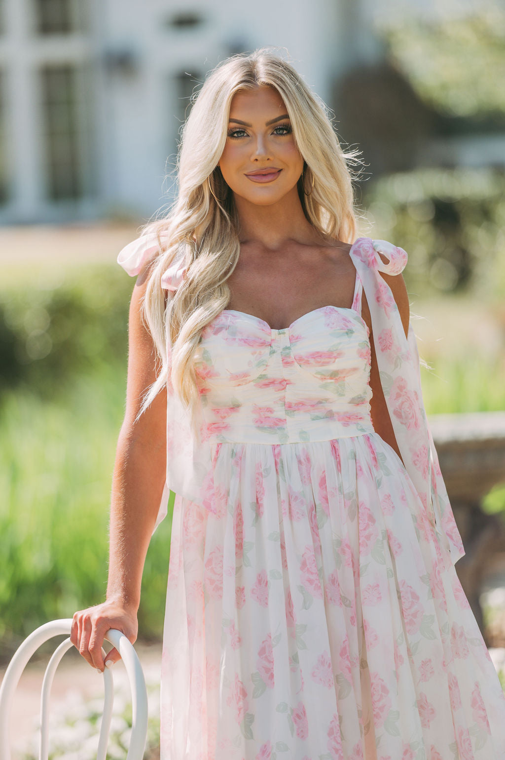 Rosie Shoulder Tie Midi DressPink