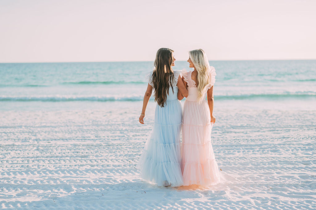 Meleah Tulle Maxi Dress-Light Blue