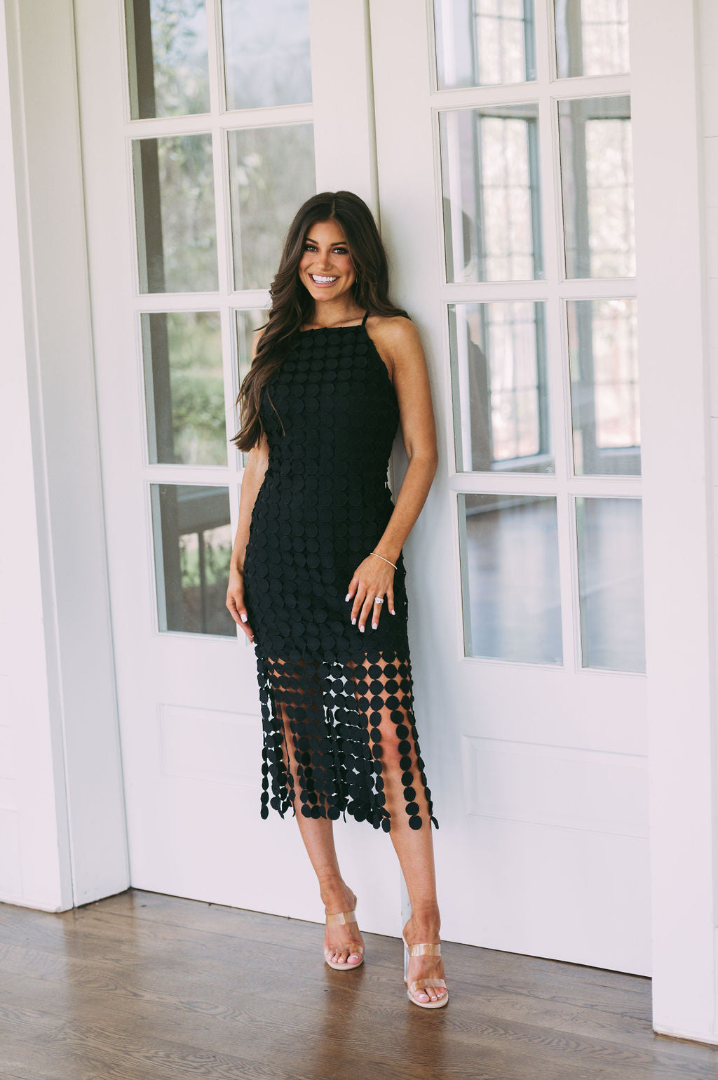 Circular Fringed Midi DressBlack